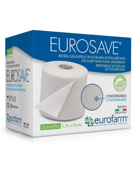 Eurosave benda salvapelle in schiuma sottile di poliuretano 7cm x 27m Eurosave benda salvapelle in schiuma sottile di poliuretano 7cm x 27m