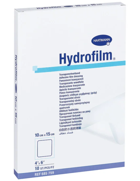 Hydrofilm medicazione sterile adesiva trasparente in poliuretano 10x15 10pz Hydrofilm medicazione sterile adesiva trasparente in poliuretano 10x15 10pz