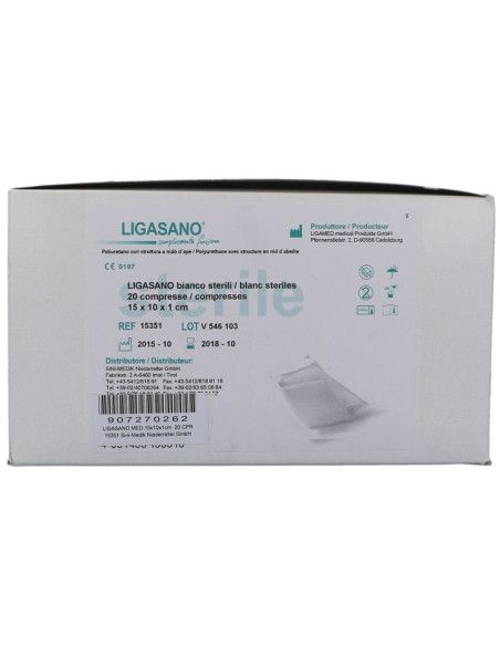 Ligasano Bianco spugna sterile in poliuretano espanso 15x10x1 20pz