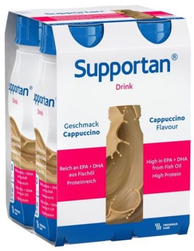 Fresubin Supportan Drink Cappuccino | Integratore Iperlipidico con Acidi Grassi | 4x200ml