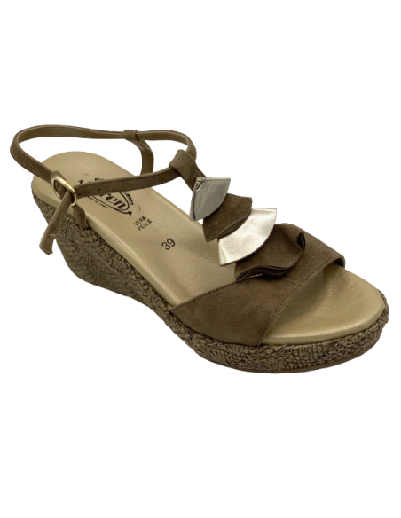 Loren sandalo estivo donna in camoscio beige