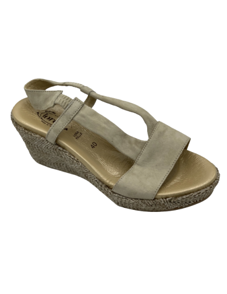 Loren sandalo estivo donna in camoscio beige