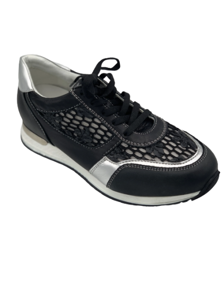 Loren scarpa donna estiva nero e argento