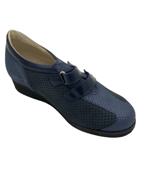 Loren scarpa donna estiva laminato blu