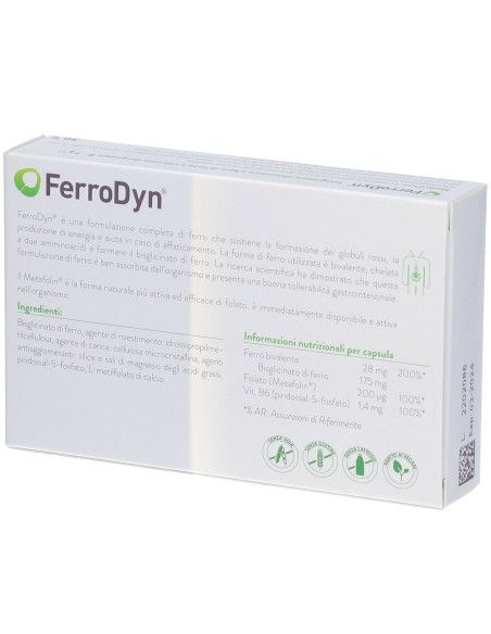 FerroDyn integratore alimentare a base di ferro e vitamine B 30 capsule FerroDyn integratore alimentare a base di ferro e vitamine B 30 capsule