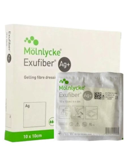 Exufiber Ag+ medicazione sterile in fibra gelificante con Argento 10x10 10pz