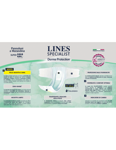 Lines Specialist Super S  Derma Protection con Ossido di Zinco  Pannolone a Mutandina  30 pezzi
