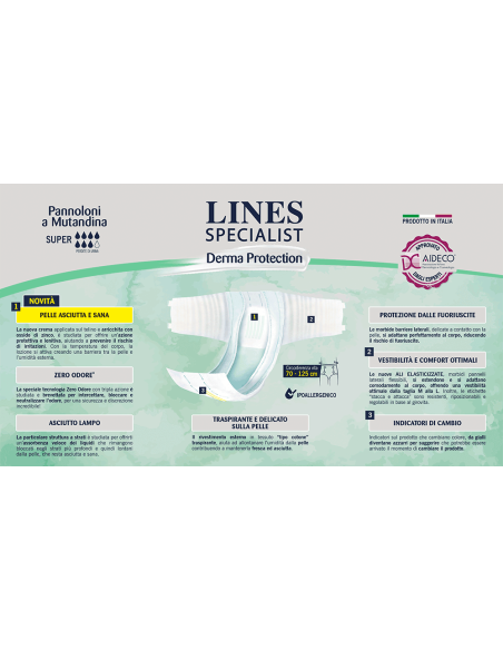 Lines Specialist Super S  Derma Protection con Ossido di Zinco  Pannolone a Mutandina  30 pezzi