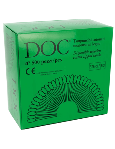 Tamponcini sterili in cotone su bastoncino in legno 500pz