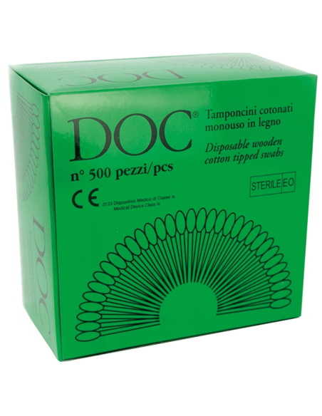 Tamponcini sterili in cotone su bastoncino in legno 500pz