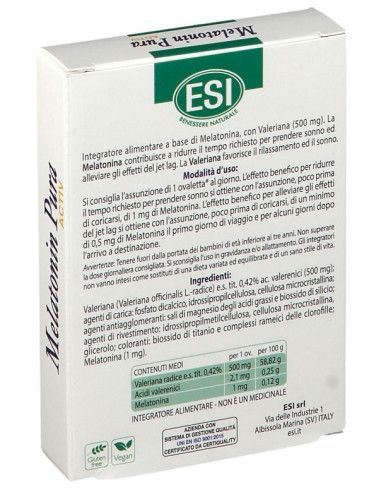 Esi Melatonin Pura Activ integratore a base di melatonina 30ovalette