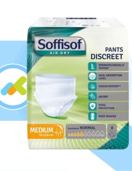 Soffisof Air Dry Pants Discreet Normal | Mutandine Assorbenti | per Incontinenza Leggera | 8 pezzi