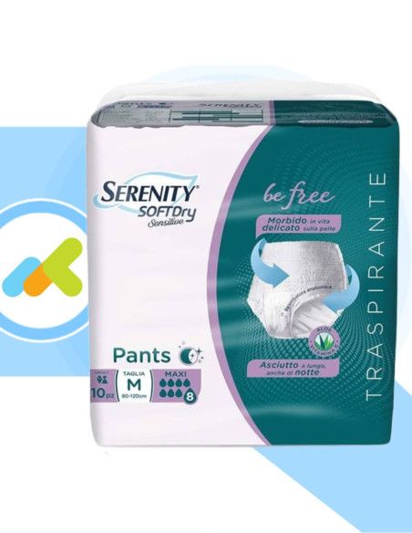 Serenity SoftDry Sensitive Pants Maxi | Mutandine Assorbenti | Incontinenza Grave | 10 pezzi