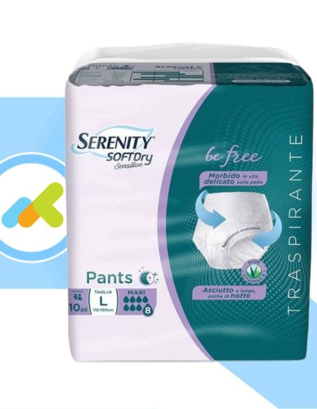 Serenity SoftDry Sensitive Pants Maxi | Mutandine Assorbenti | Incontinenza Grave | 10 pezzi Serenity SoftDry Sensitive Pants Maxi | Mutandine Assorbenti | Incontinenza Grave | 10 pezzi