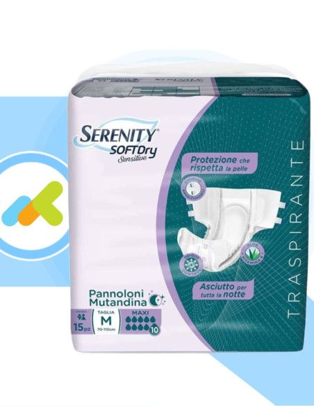 Serenity SoftDry Sensitive Maxi | Pannolone a Mutandina | Alta Assorbenza | 15 pezzi