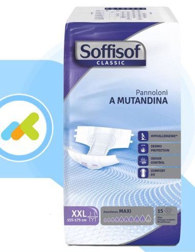 Soffisof Classic Maxi | Pannoloni a Mutandina | Massima Assorbenza | 15 pezzi