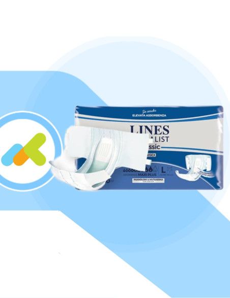 Lines Specialist Classic Maxi-Plus L  Pannolone a Mutandina  Perdite Moderate  20 pezzi