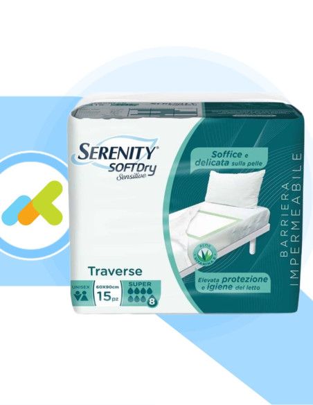 Serenity SoftDry Sensitive Traverse 60x90  Traverse Letto  Protezione Delicata e Affidabile  15 pezzi