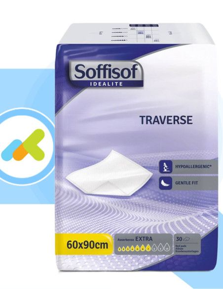 Soffisof Classic Traverse 60x90 | Assorbenza Extra | Efficace per Incontinenza | 30 pezzi Soffisof Classic Traverse 60x90 | Assorbenza Extra | Efficace per Incontinenza | 30 pezzi