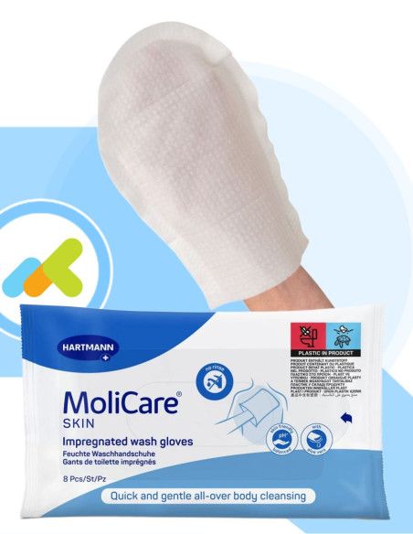 MoliCare Skin Manopole Detergenti | Nutrienti e Idratanti con Aloe Vera | 8 pezzi
