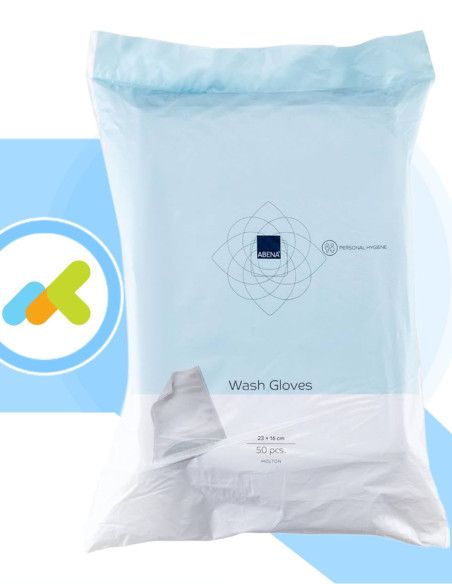 Abena Manopola non Saponata | Guanto in Cellulosa | Soffice e Resistente | 50 pezzi