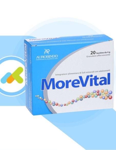 Morevital | Integratore di Magnesio e Potassio | Contro la Stanchezza e Affaticamento | 20 bustine Morevital | Integratore di Magnesio e Potassio | Contro la Stanchezza e Affaticamento | 20 bustine