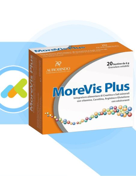 Morevis Plus | Integratore di Creatina e Sali Minerali | Riduzione della Stanchezza | 20 bustine 6g Morevis Plus | Integratore di Creatina e Sali Minerali | Riduzione della Stanchezza | 20 bustine 6g