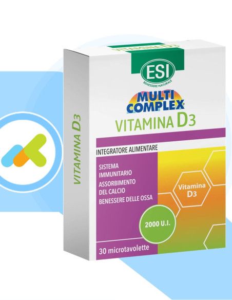 Esi Multicomplex Vitamina D3 | Integratore per Supporto Sistema Immunitario e Ossa | 30 microtavolette Esi Multicomplex Vitamina D3 | Integratore per Supporto Sistema Immunitario e Ossa | 30 microtavolette