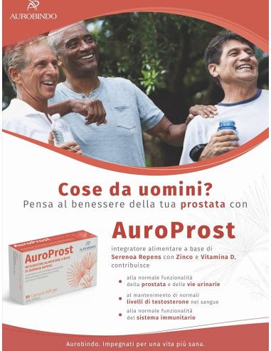 AuroProst  Integratore a Base di Serenoa Repens  Benessere Vie Urinarie e Prostata  30 capsule