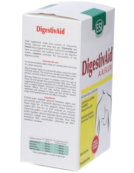 Esi DigestivAid A.R. Flux Integratore Alimentare  Azione Lenitiva sul Sistema Digerente  16 pocket drink
