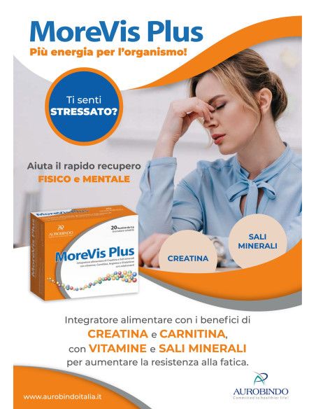 Morevis Plus  Integratore di Creatina e Sali Minerali  Riduzione della Stanchezza  20 bustine 6g Morevis Plus  Integratore di Creatina e Sali Minerali  Riduzione della Stanchezza  20 bustine 6g