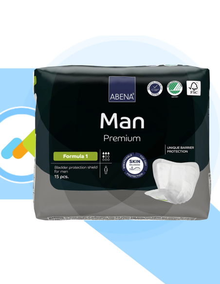 Abena Man Premium Formula 1 | Assorbenti per Incontinenza Maschile | 15 pezzi Abena Man Premium Formula 1 | Assorbenti per Incontinenza Maschile | 15 pezzi