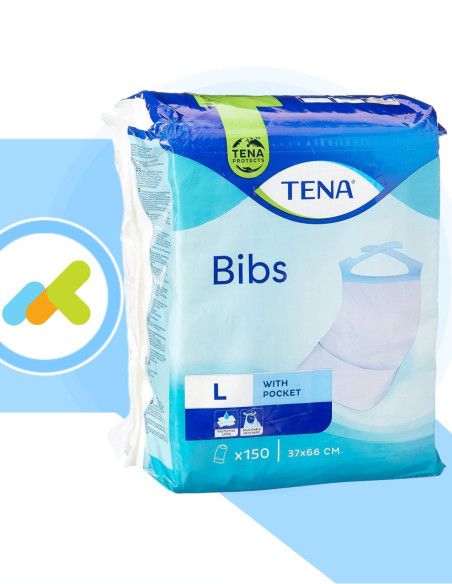 Tena Bibs L  Bavagli Monouso con Tasca  Protezione e Igiene Perfetti  150 pezzi Tena Bibs L  Bavagli Monouso con Tasca  Protezione e Igiene Perfetti  150 pezzi