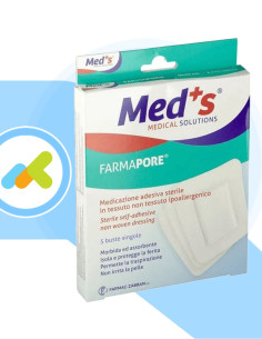 Med's Farmapore | Medicazioni Adesiva Sterile in TNT | Morbida e Assorbente | 5 pezzi