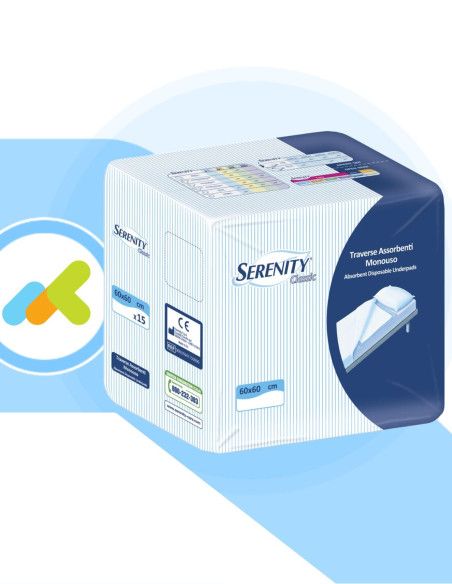 Serenity Classic Traverse Letto Monouso 60x60  Assorbenti e Pratiche  30 pezzi Serenity Classic Traverse Letto Monouso 60x60  Assorbenti e Pratiche  30 pezzi