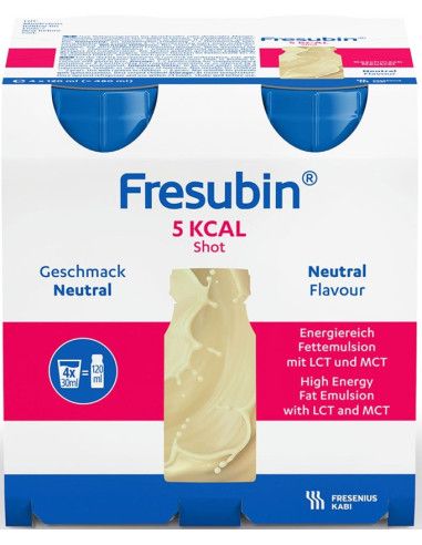 Fresubin 5kcal Shot Neutral | Integratore Lipidico ad Elevata Densità Calorica | 4x120ml