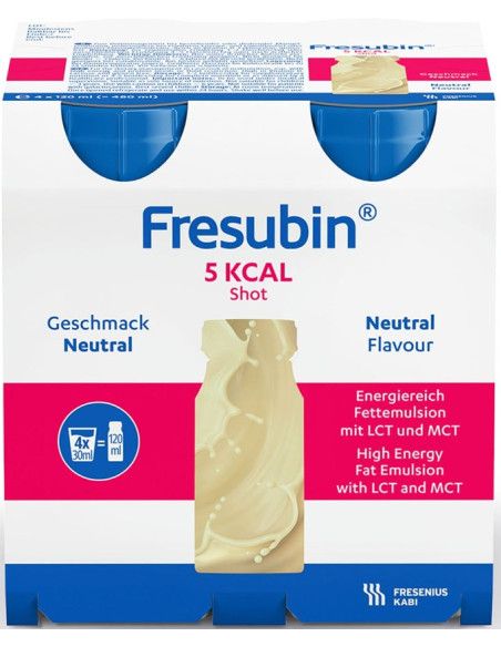 Fresubin 5kcal Shot Neutral | Integratore Lipidico ad Elevata Densità Calorica | 4x120ml Fresubin 5kcal Shot Neutral | Integratore Lipidico ad Elevata Densità Calorica | 4x120ml