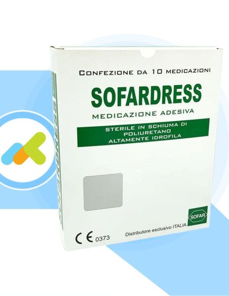 Sofardress Adesiva  Medicazione Sterile Altamente Idrofila  Per Lesioni Croniche  10 pezzi