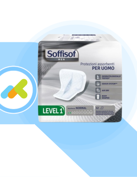 Soffisof Men Level 1 | Protezioni assorbenti uomo | Perfetti contro l'Incontinenza leggera | 12 pezzi