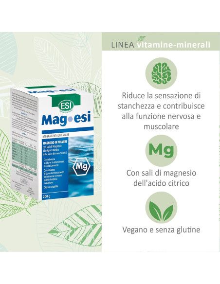 Esi MagEsi | Integratore di Magnesio in Polvere | Riduce Stanchezza e Affaticamento | 200g