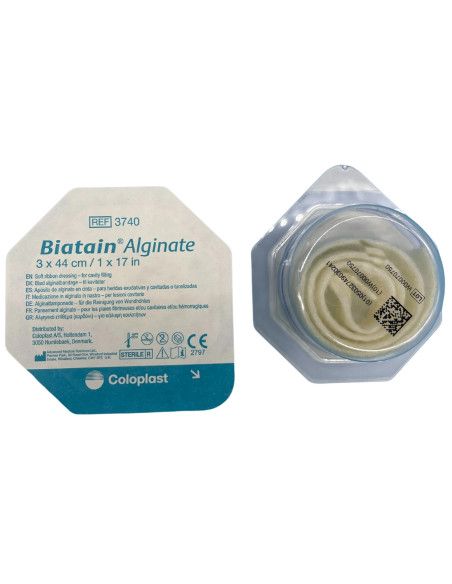 Biatain Alginate 3x44 | Nastro Assorbente in Alginato | Ideale per Lesioni Cavitarie | 6 pezzi