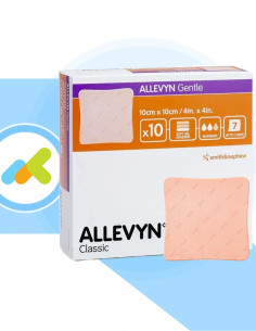 Allevyn Gentle 10x10  Medicazione Adesiva in Schiuma di Poliuretano  Altamente Assorbente  1 pezzo