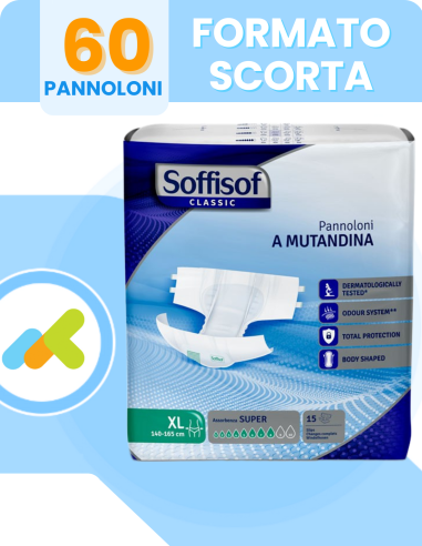 Soffisof Classic Super Xl | Pannoloni A Mutandina | Massima Protezione | 15 Pezzi