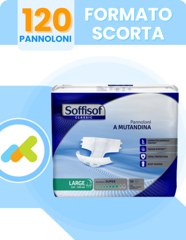 Soffisof Classic Super | Pannoloni A Mutandina | Incontinenza Grave | 30 Pezzi
