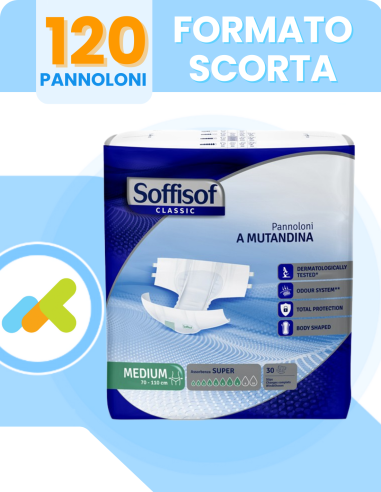 Soffisof Classic Super | Pannoloni A Mutandina | Incontinenza Grave | 30 Pezzi