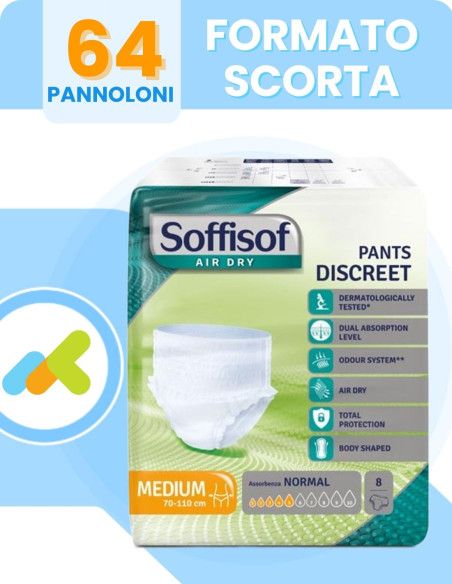 Soffisof AirDry Pants Discreet Normal | Mutandine Assorbenti | per Incontinenza Leggera | 8 pezzi