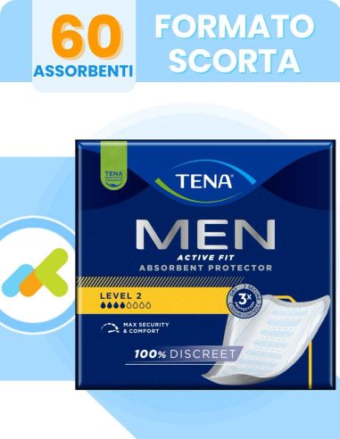 Tena Men Active Fit | Assorbenti Per Incontinenza Maschile | Per Perdite Moderate