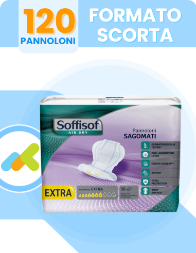 Soffisof Air Dry Pannolone Sagomato Extra |per Incontinenza Da Moderata A Grave |30 Pezzi