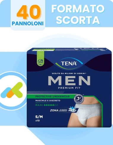 Tena Men Premium Fit Protective Maxi | Slip Assorbenti Maschili | Per Perdite Pesanti