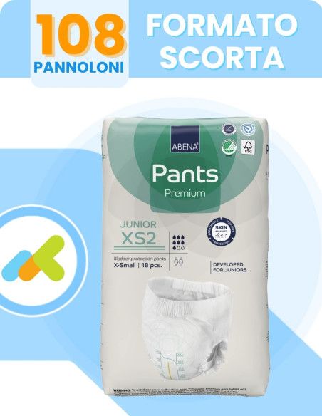 Abena Pants XS2 Junior | Mutande Assorbenti per ragazzi | Comfort e Sicurezza Ottimali | 18 pezzi